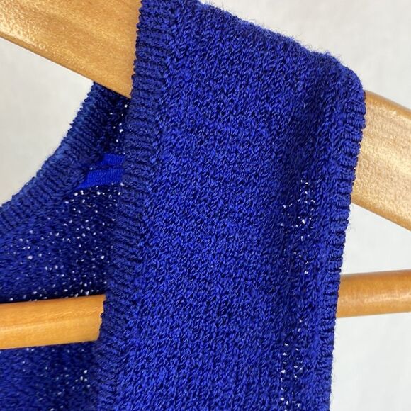 St John Blue Knit Sleeveless Woven Tank Top M - Picture 5 of 7